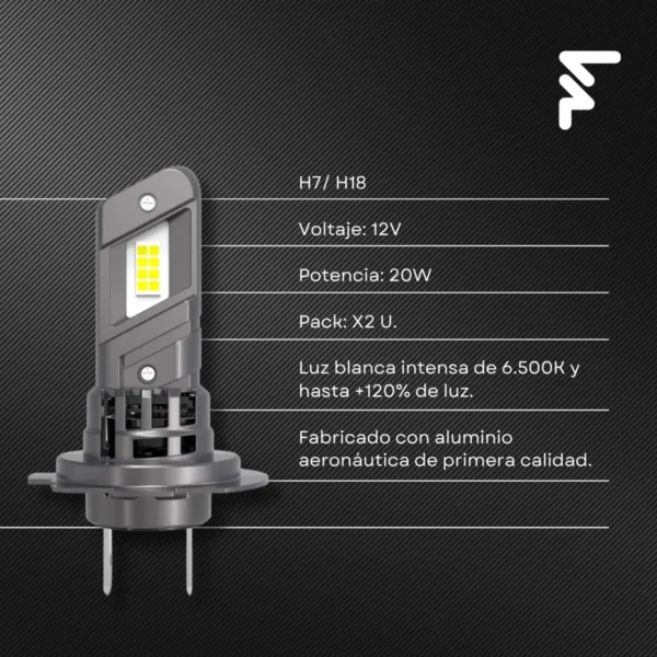 lampara led h7/h18 12v 20w kit x2 lucas